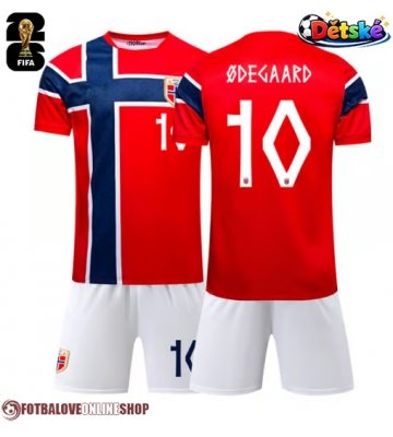 Norsko Martin Odegaard #10 Domácí dres komplet pro Děti MS 2026 Krátkým Rukávem (+ Krátké kalhoty)